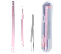 Culinavog Blackhead Remover, 3 in 1 Blackhead Remover Tool, Stainless Steel Double-Ended Pimple Popper, Spot Popping Kit with Tweezers for Blemishes, Spots & Acne on the Nose & Face(Rose Gold)