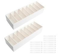 Culinavog Cable Organiser, 2 PCS Cable Storage Box with Adjustable Compartments, Small Plastic Desk Tidy Organiser, Multifunctional Cable Management Box for Home, Office, School (White, 26×9×5.7 cm)