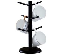 Culinavog Coffee Mug Holder, 6 Cups Bamboo Mug Tree with Thicker Base, Coffee Tea Cup Organizer Hanger Holder, Stand with Hooks, Kitchen Stand Hanger with Thickened Base for Tea, Glass (1 PCS)