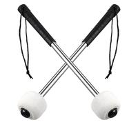 Culinavog Felt Head Drum Mallets 2 Pack - Percussion Timpani Sticks with Stainless Steel Handle and Storage Bag, Anti-Slip Grip, Compatible with Snare and Bass Drum (White)