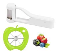 Culinavog Grape Cutter, 2 PCS Stainless Steel Fruit Slicer for Baby, Small Strawberry Cutter with Non-Slip Handles for Tomato, Multifunctional Kitchen Gadget for Pears, Apples, Cherry (White, Green)
