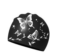 Culinavog Ladies Swimming Caps, 1 Piece Silicone Swim Caps for Women, Comfortable Elastic Adult Swimming Hat for Women, Lightweight Waterproof Silicone Swim Hat for Girls, Adults, Family (Black)