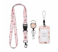 Culinavog Lanyard with Card Holder, Fashionable Sliding Badge Holder with Retractable Badge Reel Clip & Detachable Lanyard Strap, ID Card Holders Retractable for Office Worker Teacher Student (Cat)