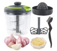 Culinavog Manual Food Chopper, Manual Food Processor, Garlic Chopper, 900ML Manual Processor, Vegetable Chopper with Handle and Cover, Hand Food Shredder Suitable for Onions Garlic Pepper Carrot Fruit