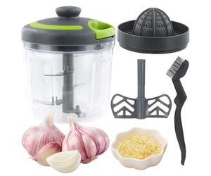 Culinavog Manual Food Chopper, Manual Food Processor, Garlic Chopper, 900ML Manual Processor, Vegetable Chopper with Handle and Cover, Hand Food Shredder Suitable for Onions Garlic Pepper Carrot Fruit