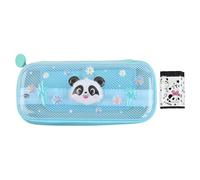 Culinavog Pencil Case, Clear Mesh Pencil Case Pouch, 2 Compartments and Pen Holder Inside, Zipper Closure, Panda Pencil case Containing Panda Eraser for Kids, Teen, Student, Gifts, Stationery Supplies