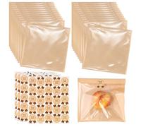 Culinavog Sandwich Bags, 100 PCS Brown Kraft Paper Bag and Stickers, Reusable Food Baking Packaging for Homemade Bread, Greaseproof Baking Packaging with Stickers for Cookies, Snacks, Fruits (Brown)