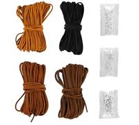 Culinavog Suede Leather Cord, 4 Pieces Necklace String with Clasps for DIY Crafts, Leather Laces, Bands for Chains, Rope for Jewelry Making, Necklaces, Bracelets (Multicolor, 2.6 mm x 10 m)