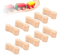 Culinavog Track Connectors Set, 10 Pieces Wooden Train Track Accessories, Wooden DIY Track Adaptors Buckle Model for Adults, Wood Railway Track Connector Pieces for Children (3.5 × 0.6 × 1.2 cm)