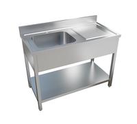 Culinox Stainless Steel Single Bowl Commercial Sink Right Hand Drainer 1200mm Wide 700mm Deep SK7-1201BL