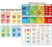 CULION Zones of Regulation Poster, Feelings Posters, Feelings Chart For Kids, Emotions Poster, Autism Sensory Products, Set of 3 (12×18inch)