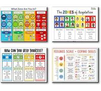 CULION Zones of Regulation Poster, Feelings Posters, Feelings Chart For Kids, Emotions Poster, Autism Sensory Products, Set of 4 (12×18inch)