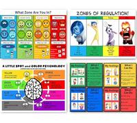 CULION Zones of Regulation Poster, Feelings Posters, Feelings Chart For Kids, Emotions Poster, Autism Sensory Products, Set of 4 (12×18inch)