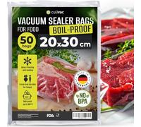 culivac 50 Vacuum Bags 20x30cm Vacuum Bags Boil-Proof Cooking Bags foil Bags Vacuum Film for Sous Vide and wafting Cooking 100°C up to 16 Hours, Made in Germany, BPA-Free