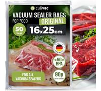 culivac Vacuum Bags Original, Heavy-Duty Embossed, 16x25 cm, 50-Pack