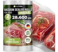 culivac Vacuum Sealer Rolls Original, Cut-to-Size, 28x600 cm, 2-Pack | Vacuum Sealer Bags for Food Storage and Sous Vide, BPA-Free, Embossed, Heat Seal, Freezer and Microwave Safe, Made in Germany