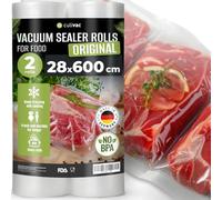 culivac Vacuum Sealer Rolls "Original" - Vacuum Sealer Bags - Vacuum Bag for Food -Sous Vide Bags - 2 Rolls Embossed BPA-Free - Cut-to-Size Heat Seal Bag - 28x600cm - 2 rolls