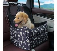 Cullaby Dog Booster Car Seat for Road Trips Elevated Seat for Small/Medium Dogs up to 25 lbs, Memory Foam Seat with Detachable Washable Cover, Safe Bed for Cars with Safety Belts and Storage Pockets
