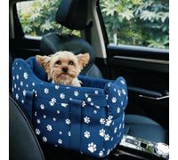 Cullaby Dog Car Seat for Small Dogs 5-15 lbs, Navy Blue | Center Console Puppy Booster and Portable Travel Bed, Anti-Collapse Design with Washable Fluffy Cushion