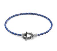 Cullen Silver and Braided Leather Bracelet ANCHOR & CREW Blue 19cm