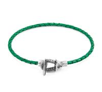 Cullen Silver and Braided Leather Bracelet ANCHOR & CREW Green 19cm