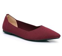 CullForYou Women's VenusColor Lightweight Flats, Burgundy Red, 3.5 UK