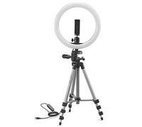 CULLMANN - 52103 - Tripod Alpha 1000 Vlogging BT Kit with LED ring light and Bluetooth trigger (extension height 134 cm, package size 37 cm, with 3-way head, max. load 1 kg, weight 750 g), black