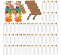 CulnCraz 50 Pcs 20ml Mini Glass Wish Bottles with Cork Stoppers, Tiny Glass Jars with Label Tags and String, Mini Vials for Decoration, Wedding Party, Arts Crafts, Party Favors