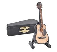 Culnflun 1 Pcs Miniature Acoustic Guitar Model 8cm Wooden Mini Guitar Decoration, Mini Instrument Collectible Ornament for Home Desk Office Gift Music Lovers