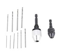 Culnflun 2PCS Keyless Drill Chucks Set with 10PCS Bits 1/4 Hex Shank Fast Change Converter Extension Adapter for Impact Drill Cordless Screwdriver Home Workshop