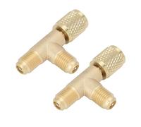 Culnflun 2PCS Quick Coupler Tee Adapter with Valve Core, Brass Refrigerant Tee Adapter 1 4in SAE for R22 R12 R134, HVAC Low Loss Fittings for Gauge Deep Vacuum Pump Manifold and Ai