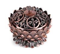 Culnflun Auspicious Eight Treasures Alloy Incense Burner Ornament, 7 x 5cm Random Internal Pattern, Vintage Lotuses Alloy Incense Burner Holder Sleeping Meditation Home Decoration