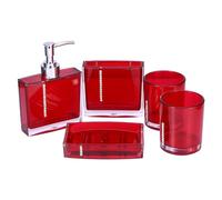 Culnflun Bathroom Accessory Set, Clear Acrylic Bathroom Accessories Set, Modern Bathroom Decor and Housewarming Gift Set, Lotion Bottle, Toothbrush Holder, Soap Dish, Gargle Cup