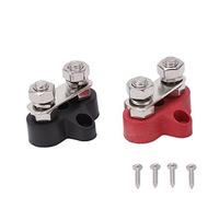 Culnflun Battery Terminal Block M8 Positive Negative Post Connector Set Kit Heavy Duty Brass Stainless Steel for Car Boat Marine Rv Solar Power System 12v 24v 48v
