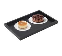 Culnflun Black Rectangular Wooden Tea Tray, 22 * 12 * 2cm/25 * 18 * 2cm/30 * 20 * 2cm, Solid Wood Rectangular Tea And Coffee Tray Suitable For Restaurants and Homes (25 * 18 * 2cm)