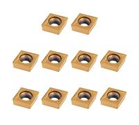 Culnflun Carbide Inserts, 10PCS CNC Blade Cutter 0.47 x 0.39 x 0.16inch Lathe Turning Tool Carbide Tips for Metal Processing Gold