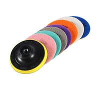 Culnflun Diamond Polishing Pads, 8 Packs Wet Dry Set Granite Stone Polish Pad Kit Drill 50-3000 Grit Rock Polisher for Granite Concrete Marble Rock Countertop Quartz