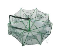 Culnflun Fishing Net, 29.9 x 10.2" Folded Automatic Shrimp Crab Fish Trap Cage Stainless Steel Frame Durable Nylon Net for Freshwater Saltwater Fishing