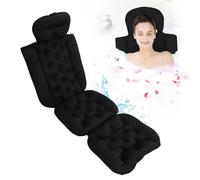 Culnflun Full Body Bath Pillow, 132CM with Strong Suction Cups, Suitable for All Kinds of Bathtubs to Support the Head and Neck, Non-slip Removable and Washable (Black)
