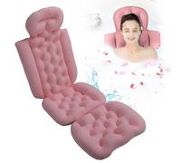 Culnflun Full Body Bath Pillow, 132CM with Strong Suction Cups, Suitable for All Kinds of Bathtubs to Support the Head and Neck, Non-slip Removable and Washable (pink)