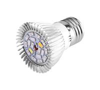 Culnflun Full Spectrum LED Grow Light Bulb, 18W 18 LED Plant Growth Light for Indoor Gardening Hydroponic Greenhouse Planting Aluminum Silver 48x65mm (E27)