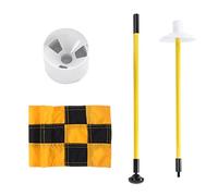 Culnflun Golf Flagpole Set, Golf Flagpole Portable 3 Feet Flag Pole Set 2 Section Design Indoor Outdoor Golf Practice Sign Nylon Glass Fiber Plastic Cup Hole (Yellow black grid)