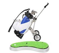 Culnflun Golf Pen Set, Desktop Mini Bag Zinc Alloy Golf Pen Bag Base Perfect Desk Decoration, Office Club Tournament Gifts (Blue White)