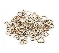 Culnflun Hollow Heart Shape Wood Craft, Handmade Polished Smooth 200Pcs Home Decoration DIY Crafting Supplies for Wall Hanging Clothing Accessories 10 30mm