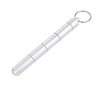 Culnflun Keychain Holder, Mini Portable Medicament Box Case with Key Chain, Compact, Portable, and Secure for Daily Medication on The Go, Sliver (5 Grids)