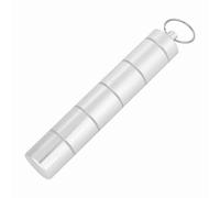 Culnflun Keychain Holder, Mini Portable Medicament Box Case with Key Chain, Compact, Portable, and Secure for Daily Medication on The Go, Sliver (6 Slots)