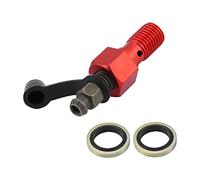 Culnflun M10x1.25mm Motorcycle Brake Bleed Caliper Nipple with Dust Cap Universal Aluminum Black Red Front Rear Braking (Red)