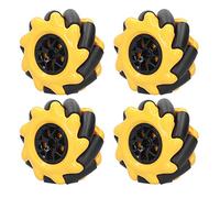 Culnflun Mecanum Wheel Omnidirectional Smart Robot Car Parts 60mm DIY Toy Components Yellow Black ABS Rubber Coated Wheels for TT Motors Building Blocks Robotics Projects (Two pairs)