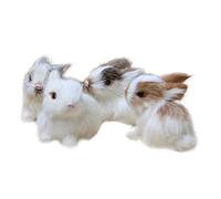 Culnflun Miniature Lifelike Bunnies, 4PCS Handcrafted Faux Fur Realistic Rabbit Figurines Easter Decorations for Home Decor Desk Bookcase