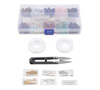 Culnflun Natural Stone Beads Kit, 240PCS 8mm Gemstone Beads for Jewelry Making, 10 Styles Loose Round Beads with Spacer Beads and String